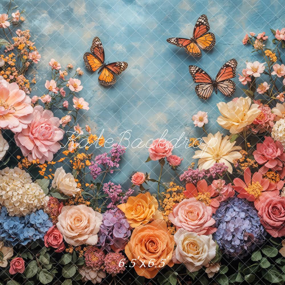 Kate Printemps Fleurs Coloré Papillons Jardin Toile de fond conçue par Emetselch - Kate Backdrop FR