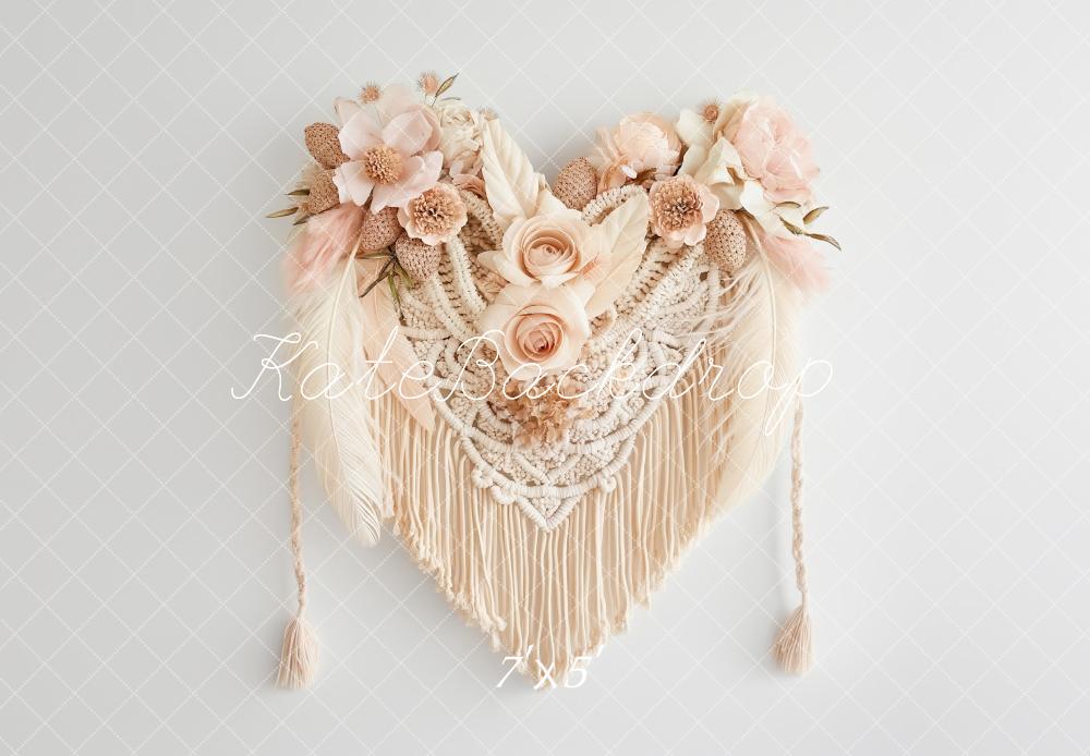 Kate Bohème Macramé Fleurs Rose sombre Toile de fond conçue par Kerry Anderson - Kate Backdrop FR