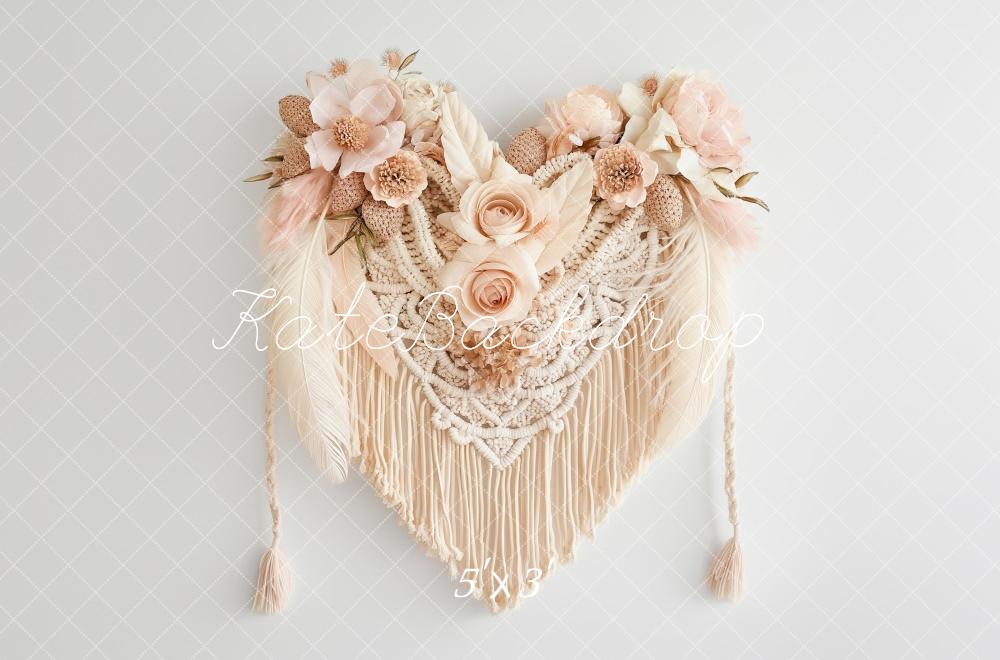 Kate Bohème Macramé Fleurs Rose sombre Toile de fond conçue par Kerry Anderson - Kate Backdrop FR