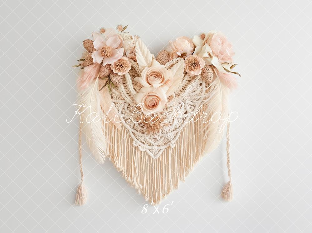 Kate Bohème Macramé Fleurs Rose sombre Toile de fond conçue par Kerry Anderson - Kate Backdrop FR