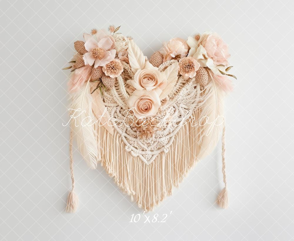 Kate Bohème Macramé Fleurs Rose sombre Toile de fond conçue par Kerry Anderson - Kate Backdrop FR