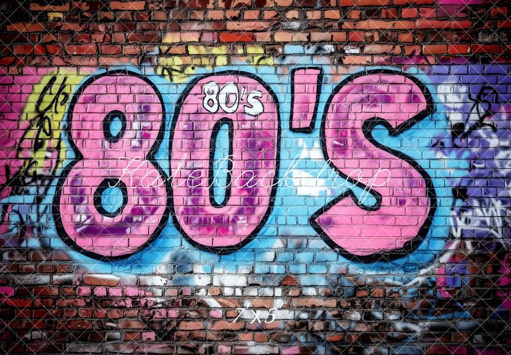Kate Années 80 Graffiti Mur de briques Toile de fond conçue par Patty Roberts - Kate Backdrop FR