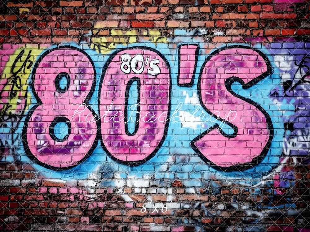 Kate Années 80 Graffiti Mur de briques Toile de fond conçue par Patty Roberts - Kate Backdrop FR