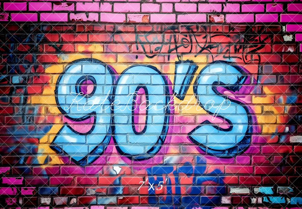 Kate Années 90 Graffiti Mur de briques Toile de fond conçue par Patty Roberts - Kate Backdrop FR