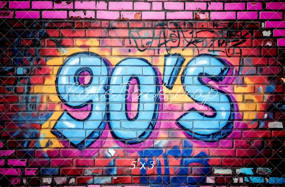 Kate Années 90 Graffiti Mur de briques Toile de fond conçue par Patty Roberts - Kate Backdrop FR