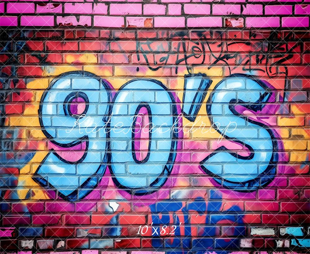 Kate Années 90 Graffiti Mur de briques Toile de fond conçue par Patty Roberts - Kate Backdrop FR