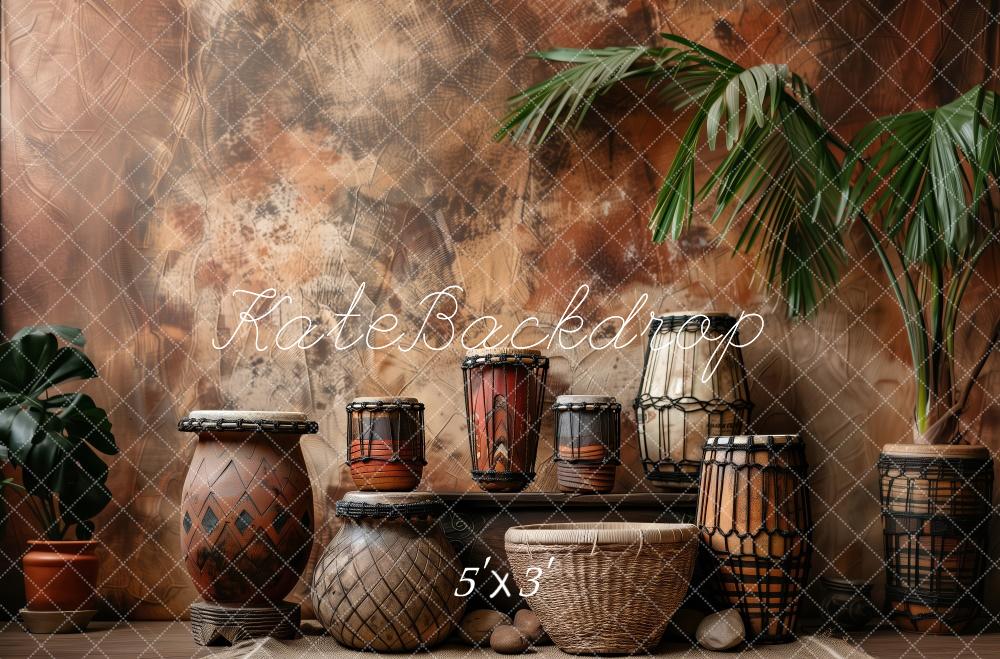 Kate Poterie Tambour Africain Rétro Toile de fond conçue par Patty Roberts - Kate Backdrop FR