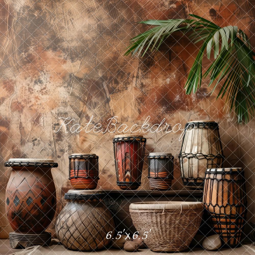 Kate Poterie Tambour Africain Rétro Toile de fond conçue par Patty Roberts - Kate Backdrop FR