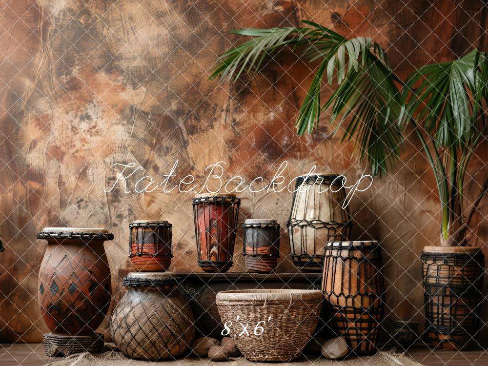 Kate Poterie Tambour Africain Rétro Toile de fond conçue par Patty Roberts - Kate Backdrop FR