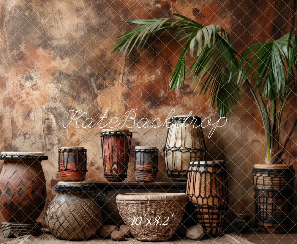 Kate Poterie Tambour Africain Rétro Toile de fond conçue par Patty Roberts - Kate Backdrop FR