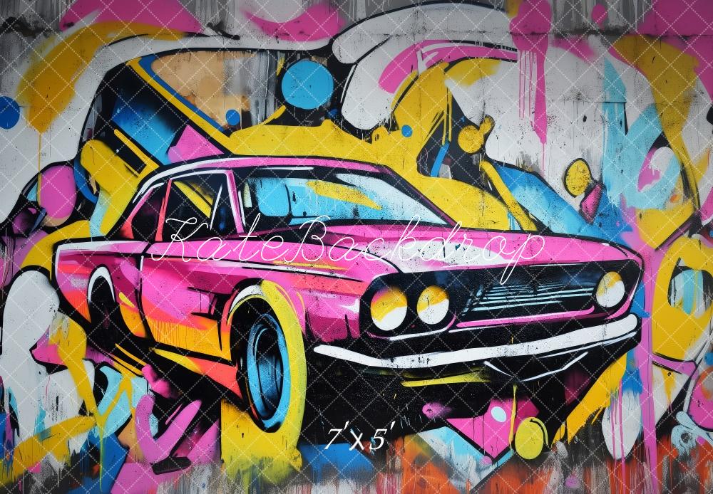 Kate Mur de Graffitis Voiture de Sport Toile de fond conçue par Patty Roberts - Kate Backdrop FR