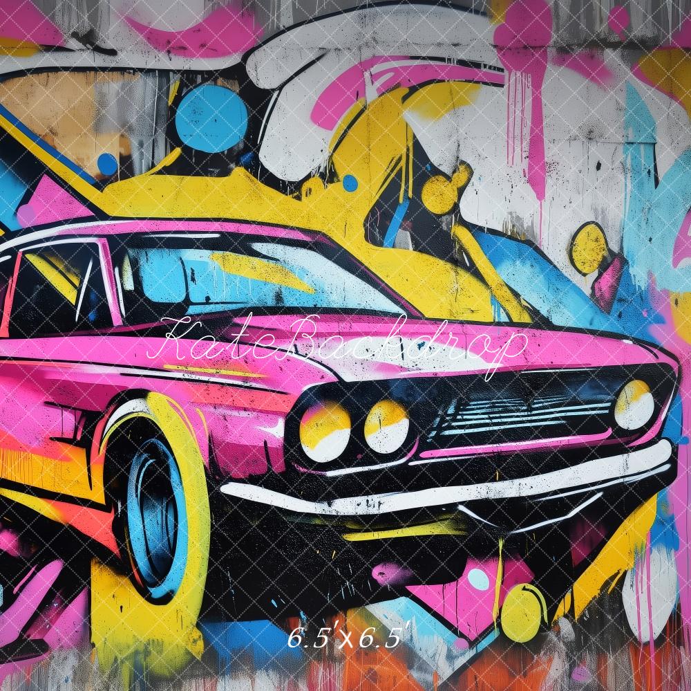 Kate Mur de Graffitis Voiture de Sport Toile de fond conçue par Patty Roberts - Kate Backdrop FR