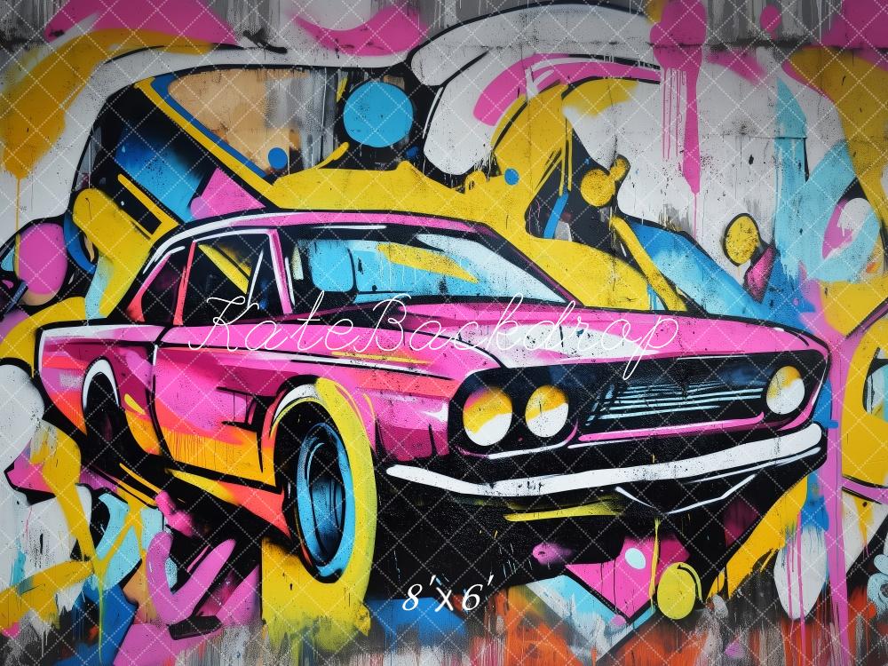 Kate Mur de Graffitis Voiture de Sport Toile de fond conçue par Patty Roberts - Kate Backdrop FR