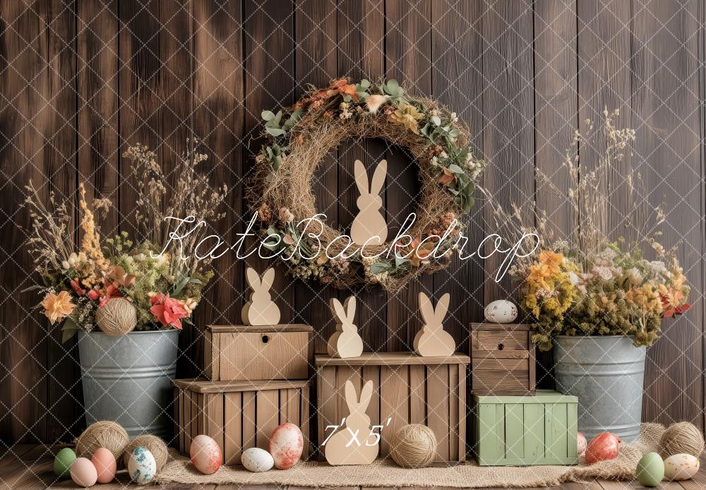 Kate Pâques Oeufs Rustique Floral Vase Toile de fond conçue par Patty Roberts - Kate Backdrop FR