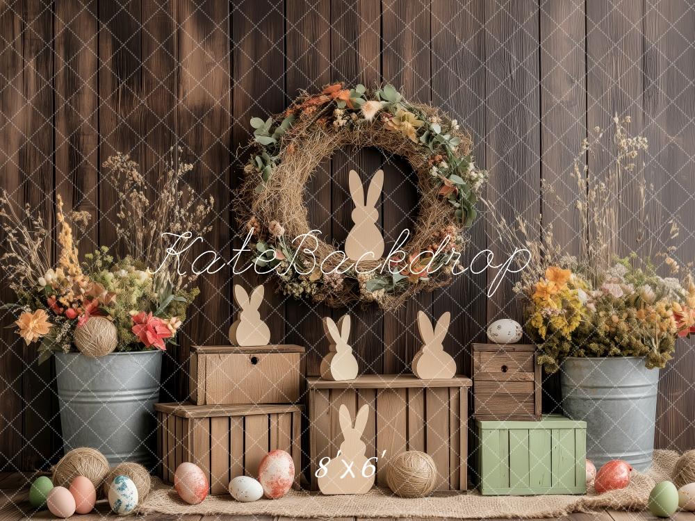 Kate Pâques Oeufs Rustique Floral Vase Toile de fond conçue par Patty Roberts - Kate Backdrop FR