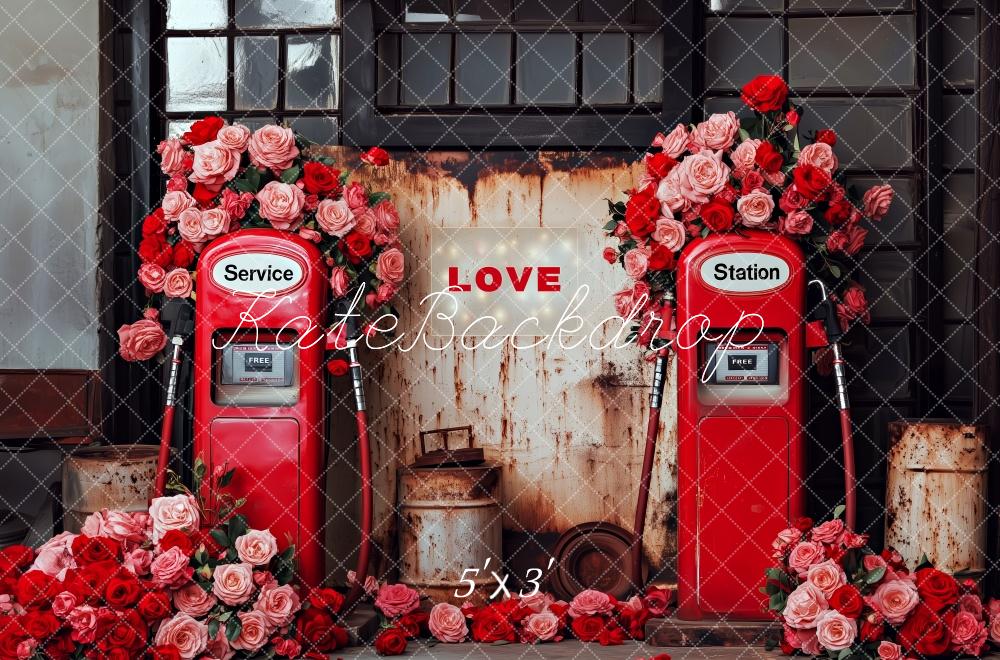 Kate Saint Valentin Station-service Roses Toile de fond conçue par Patty Roberts - Kate Backdrop FR