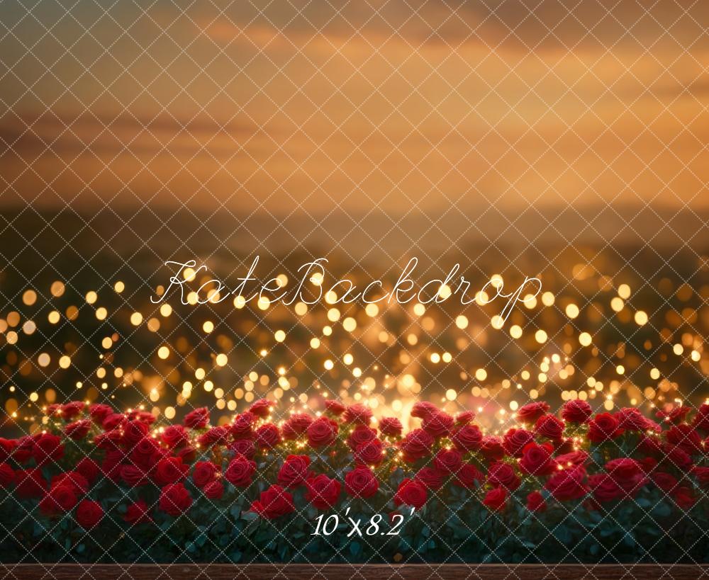 Kate Saint Valentin Bokeh Roses Lumières Toile de fond conçue par Mini MakeBelieve - Kate Backdrop FR