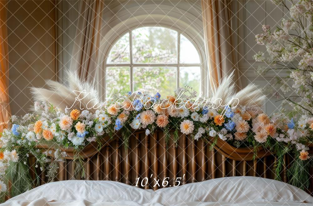 Kate Bohème Fleurs Tête de lit Fenêtre Toile de fond conçue par Mini MakeBelieve - Kate Backdrop FR