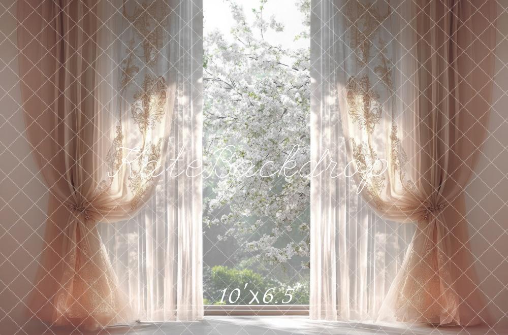 Kate Printemps Fleur Élégant Fenêtre Rideau Toile de fond conçue par Mini MakeBelieve - Kate Backdrop FR