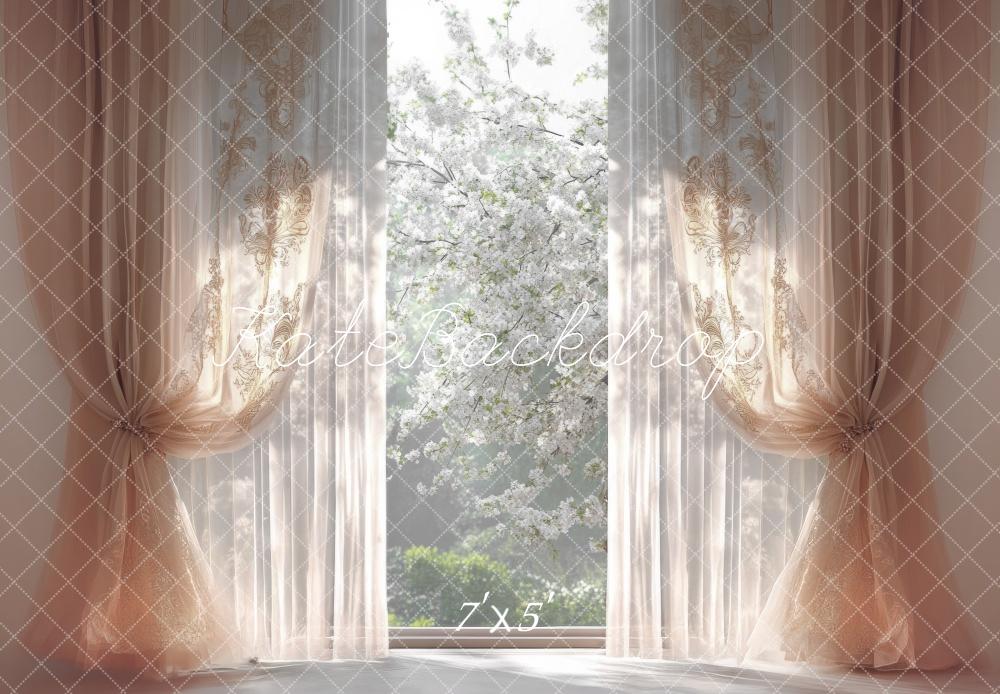Kate Printemps Fleur Élégant Fenêtre Rideau Toile de fond conçue par Mini MakeBelieve - Kate Backdrop FR