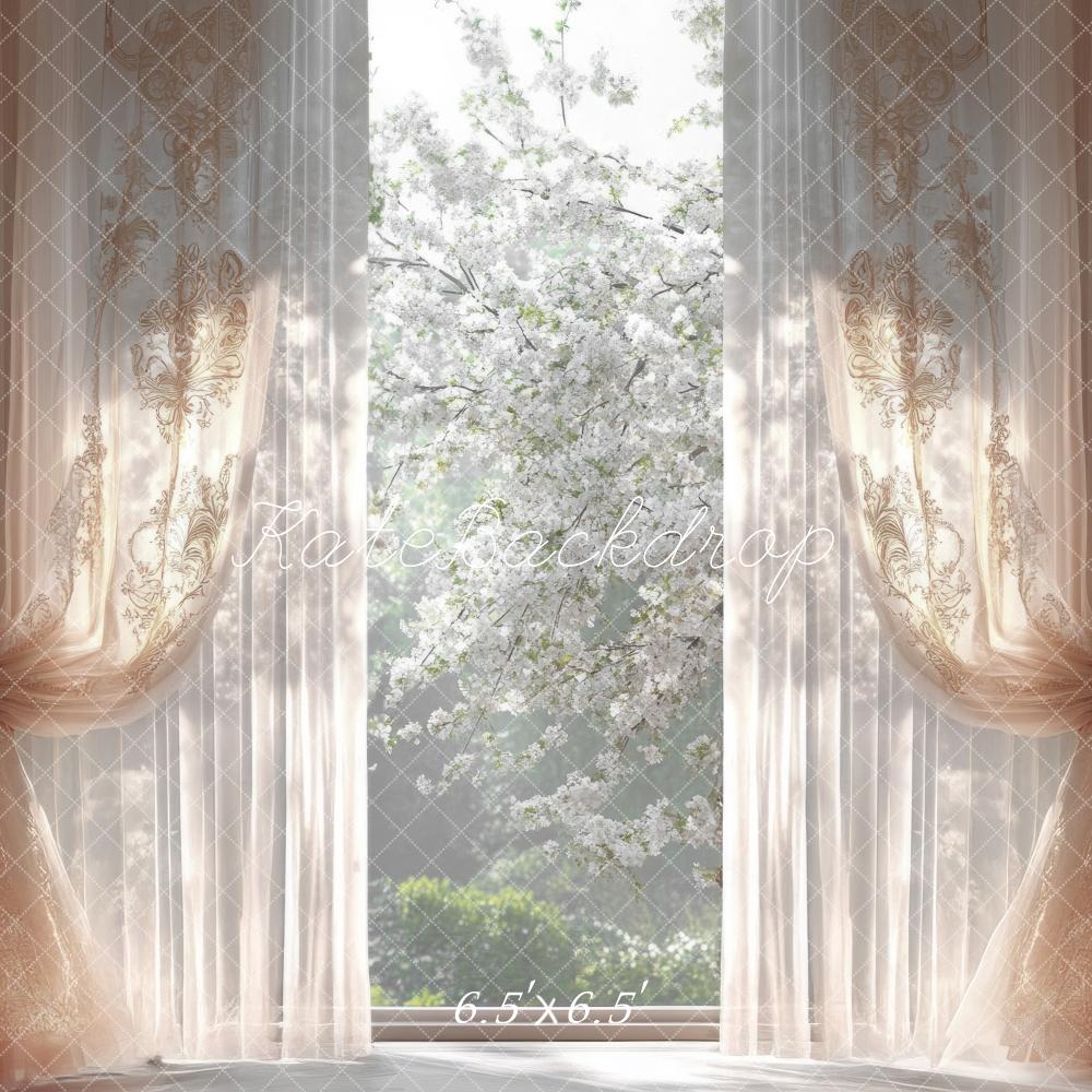 Kate Printemps Fleur Élégant Fenêtre Rideau Toile de fond conçue par Mini MakeBelieve - Kate Backdrop FR