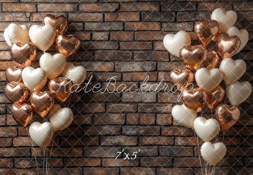 Kate Saint Valentin Mur de briques Ballons Toile de fond conçue par Mini MakeBelieve - Kate Backdrop FR