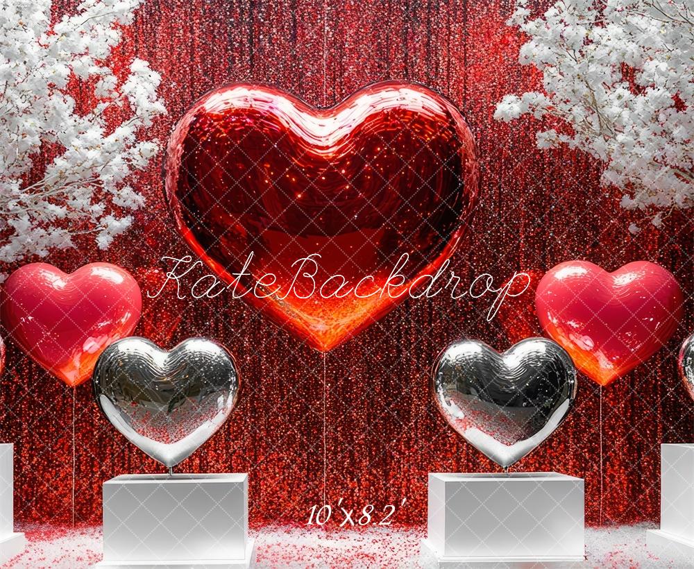 Kate Saint Valentin Paillettes Disco Cœurs Toile de fond conçue par Mini MakeBelieve - Kate Backdrop FR