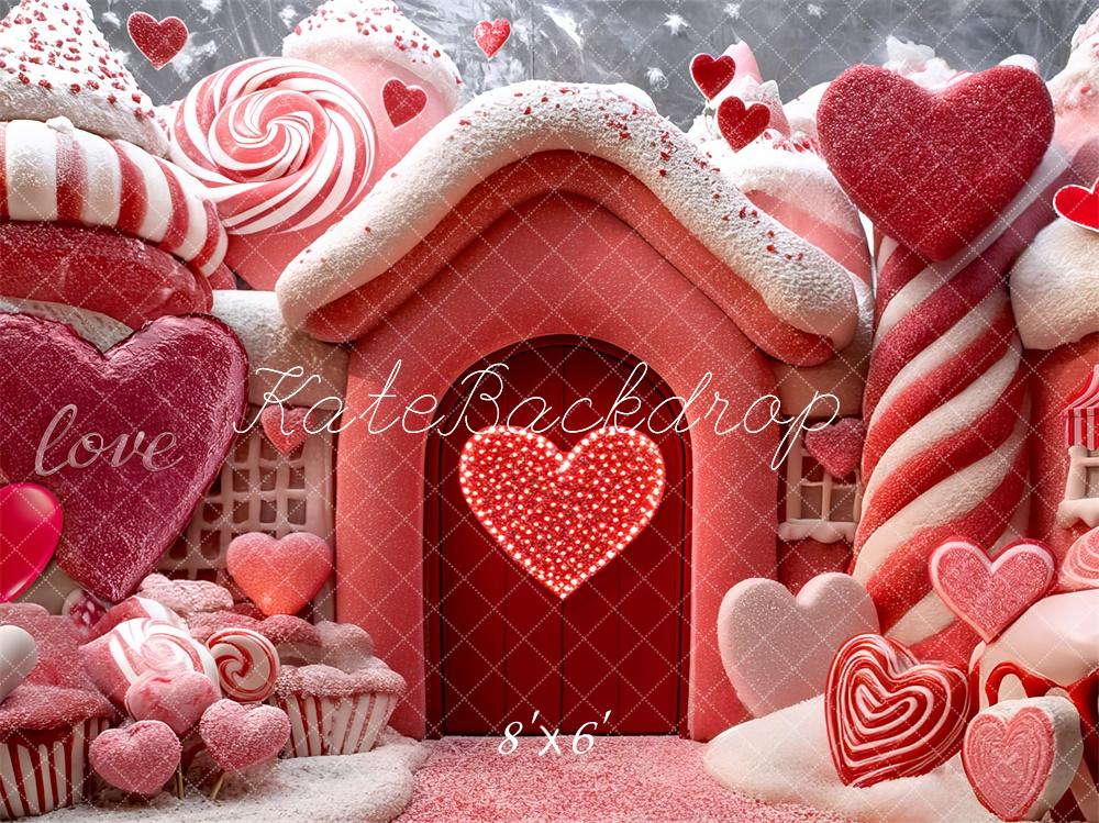 Kate Saint Valentin Maison de Bonbons Toile de fond conçue par Mini MakeBelieve - Kate Backdrop FR