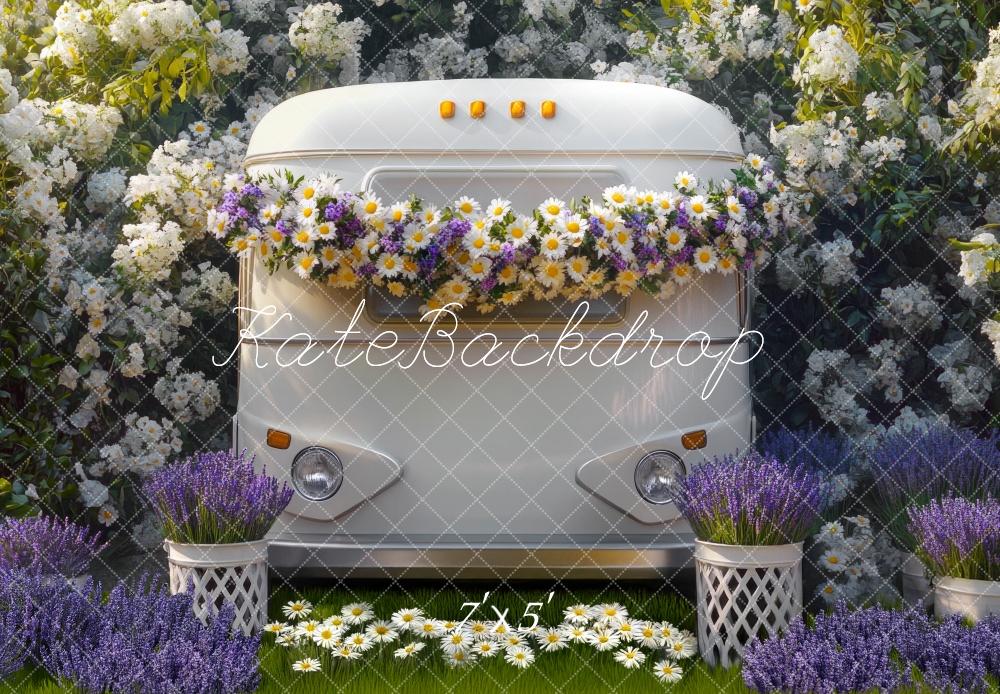 Kate Fête des mères Camping-car Fleurs Toile de fond conçue par Mini MakeBelieve - Kate Backdrop FR