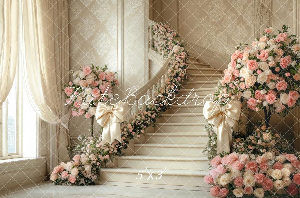 Kate Printemps Domaine Escalier Floral Toile de fond conçue par Mini MakeBelieve - Kate Backdrop FR