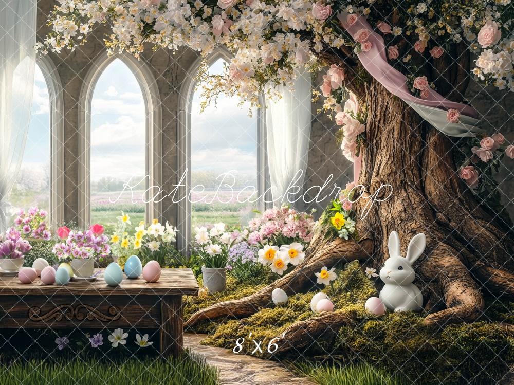 Kate Pâques Arbre Intérieur Floral Lapin Toile de fond conçue par Mini MakeBelieve - Kate Backdrop FR