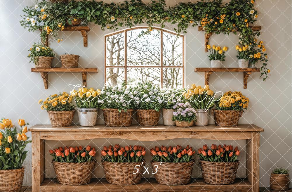 Kate Printemps Fleurs Jardin Paniers Fenêtre Toile de fond conçue par Emetselch - Kate Backdrop FR