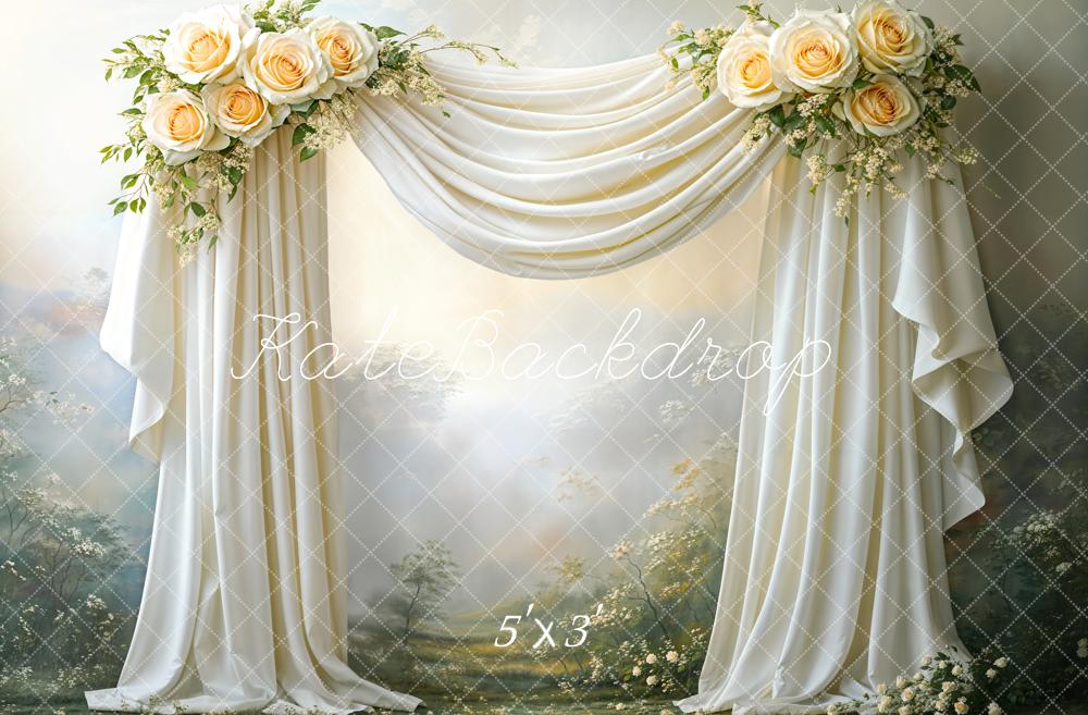 Kate Mariage Floral Tissu drapé Vintage Toile de fond conçue par Emetselch - Kate Backdrop FR