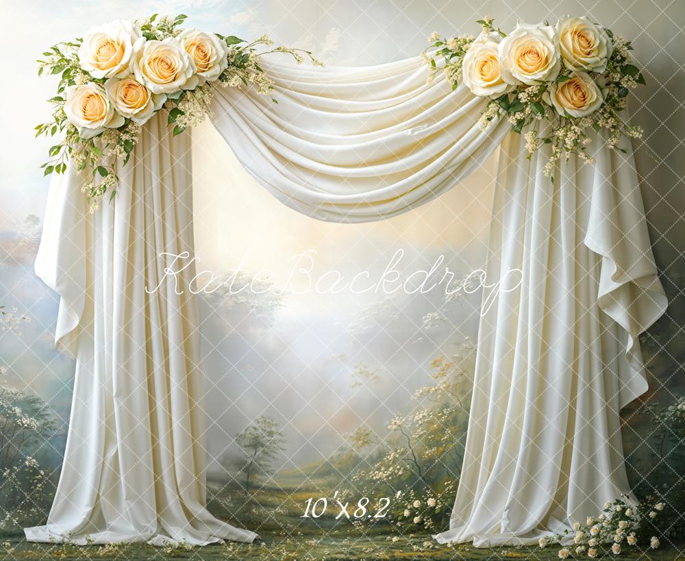 Kate Mariage Floral Tissu drapé Vintage Toile de fond conçue par Emetselch - Kate Backdrop FR