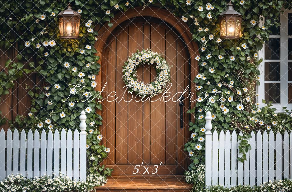 Kate Printemps Lierre Fleurs Porte en bois Toile de fond conçue par Emetselch - Kate Backdrop FR