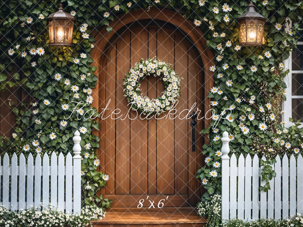 Kate Printemps Lierre Fleurs Porte en bois Toile de fond conçue par Emetselch - Kate Backdrop FR