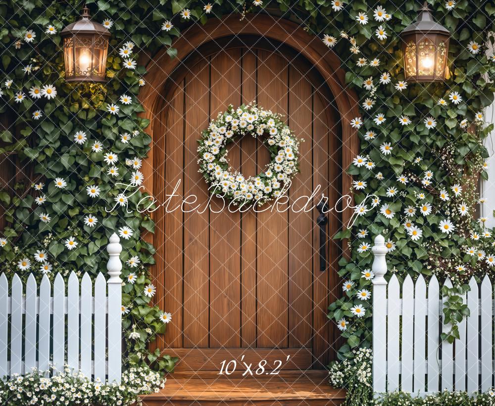Kate Printemps Lierre Fleurs Porte en bois Toile de fond conçue par Emetselch - Kate Backdrop FR