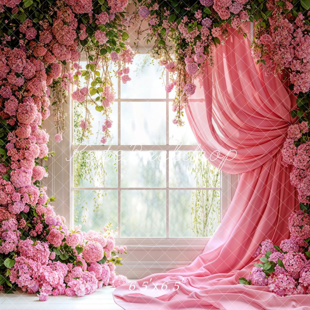 Kate Printemps Floral Fenêtre Rose Rideau Toile de fond conçue par Emetselch - Kate Backdrop FR