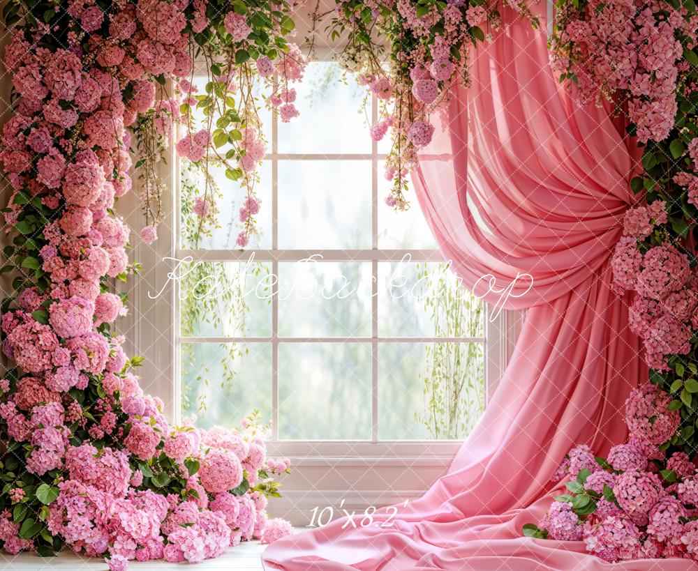 Kate Printemps Floral Fenêtre Rose Rideau Toile de fond conçue par Emetselch - Kate Backdrop FR