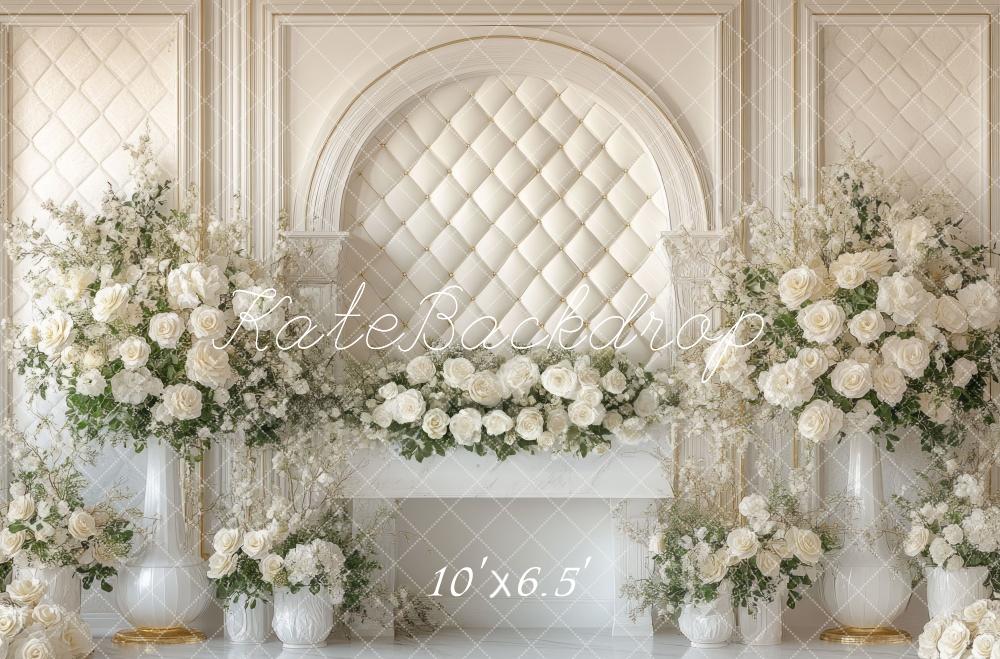 Kate Printemps Fleurs Arche Mur Blanc Toile de fond conçue par Mini MakeBelieve - Kate Backdrop FR
