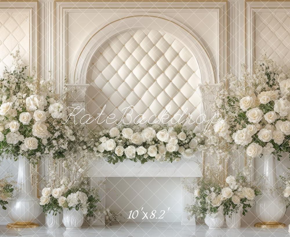 Kate Printemps Fleurs Arche Mur Blanc Toile de fond conçue par Mini MakeBelieve - Kate Backdrop FR