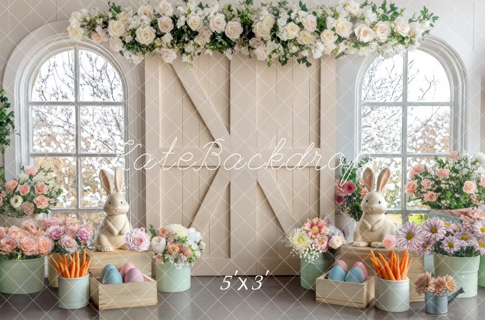 Kate Pâques Intérieur Crème Porte Floral Toile de fond conçue par Mini MakeBelieve - Kate Backdrop FR