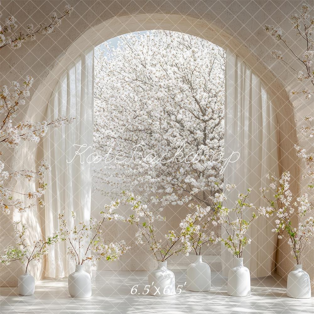 Kate Fleurs Rideaux Arche Printemps Blanc Toile de fond conçue par Mini MakeBelieve - Kate Backdrop FR