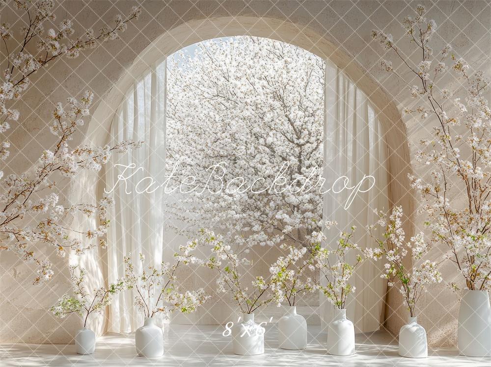 Kate Fleurs Rideaux Arche Printemps Blanc Toile de fond conçue par Mini MakeBelieve - Kate Backdrop FR