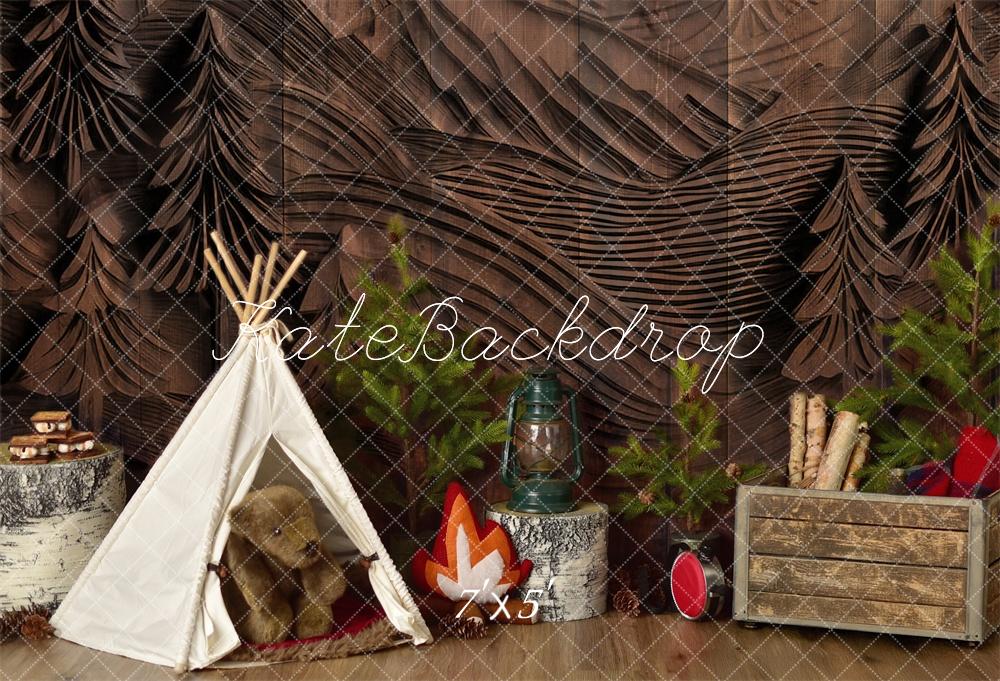Kate Camping Forêt Tipi Mur sculpté Toile de fond conçue par Mandy Ringe - Kate Backdrop FR