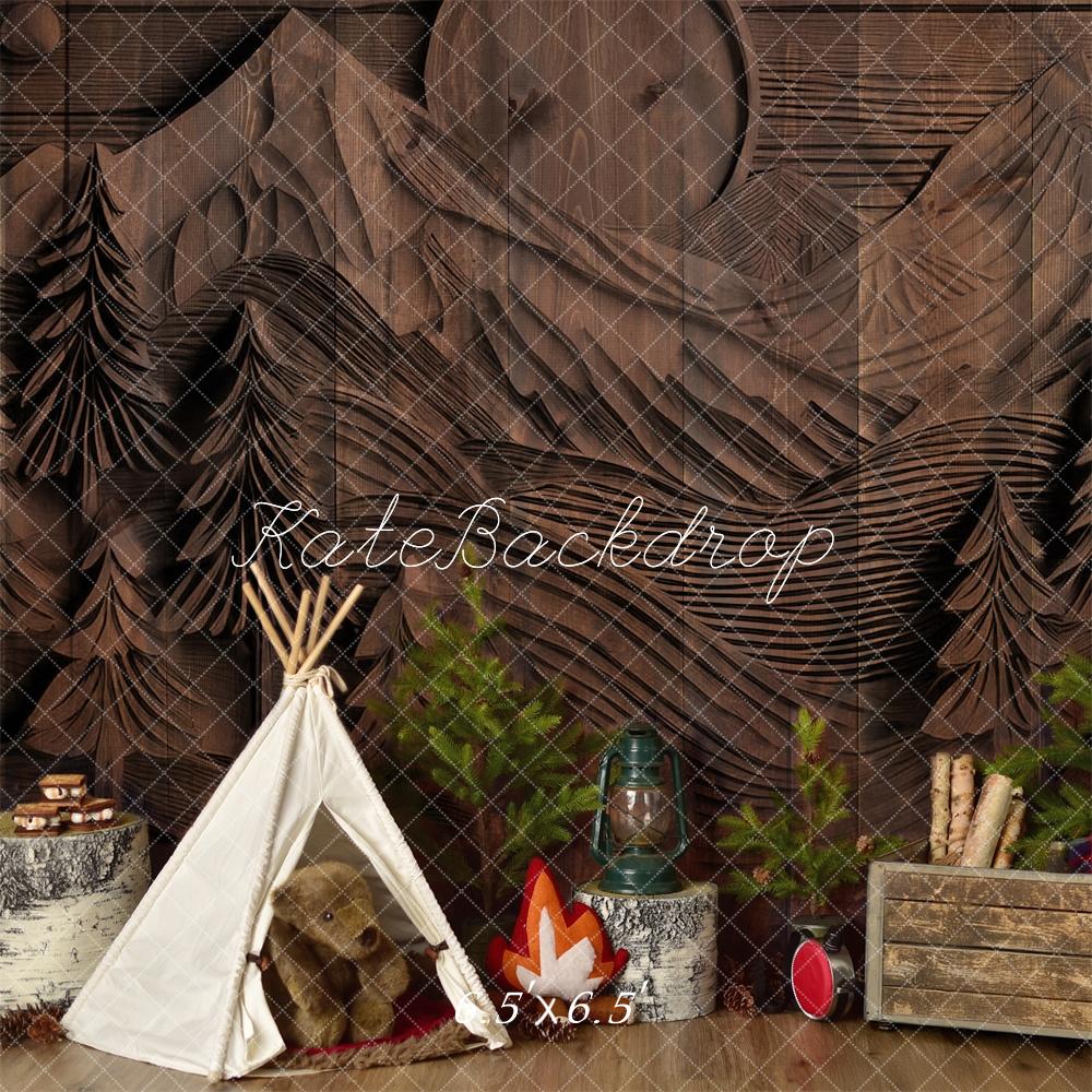 Kate Camping Forêt Tipi Mur sculpté Toile de fond conçue par Mandy Ringe - Kate Backdrop FR