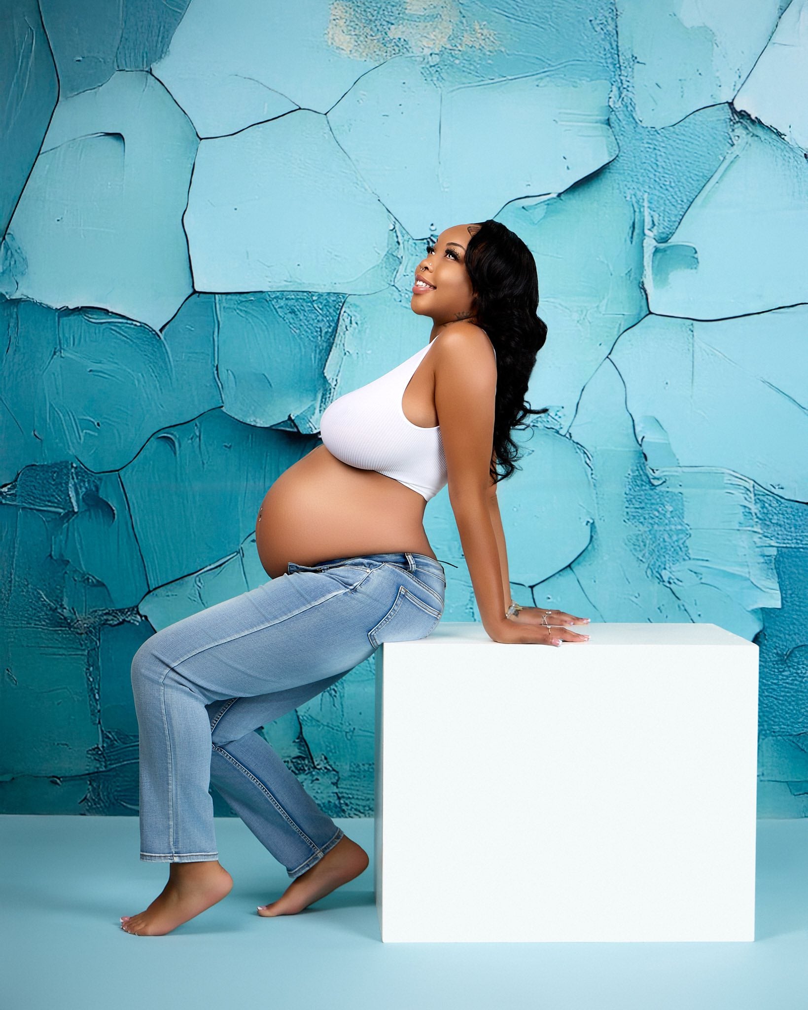 Kate Mur Bleu sarcelle Texture de Peinture Toile de fond conçue par Mandy Ringe - Kate Backdrop FR