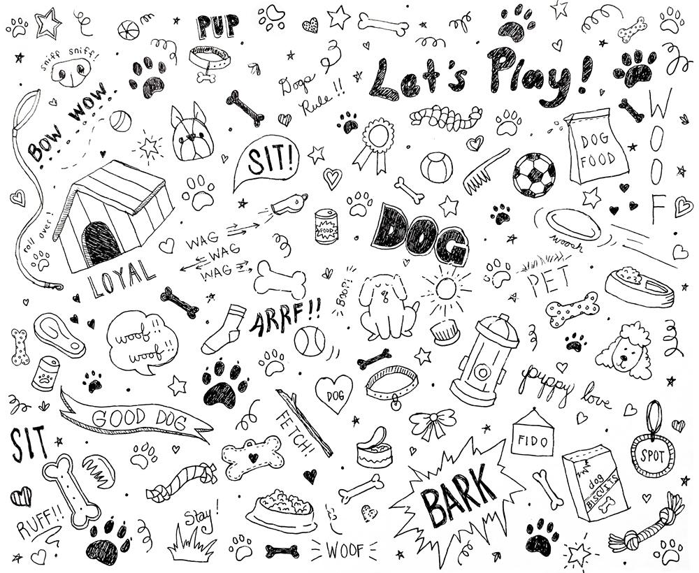 Kate Chien Griffonnages Noir & Blanc Enfant Toile de fond conçue par Mandy Ringe - Kate Backdrop FR