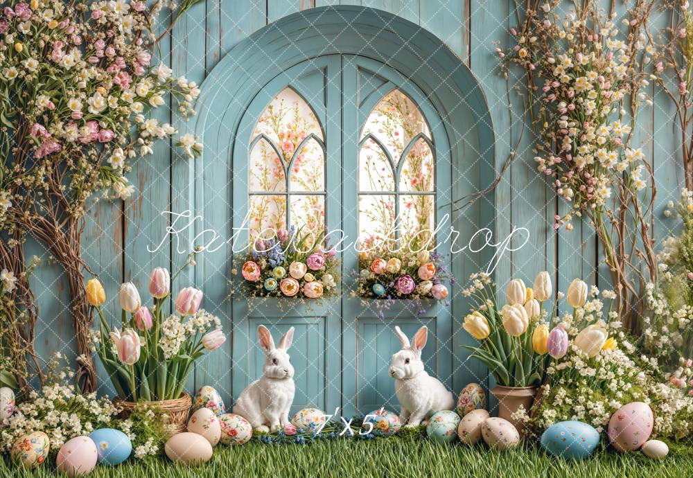 PROMO Kate Pâques Lapin Fleur Œufs Porte Toile de fond conçue par Emetselch - Kate Backdrop FR