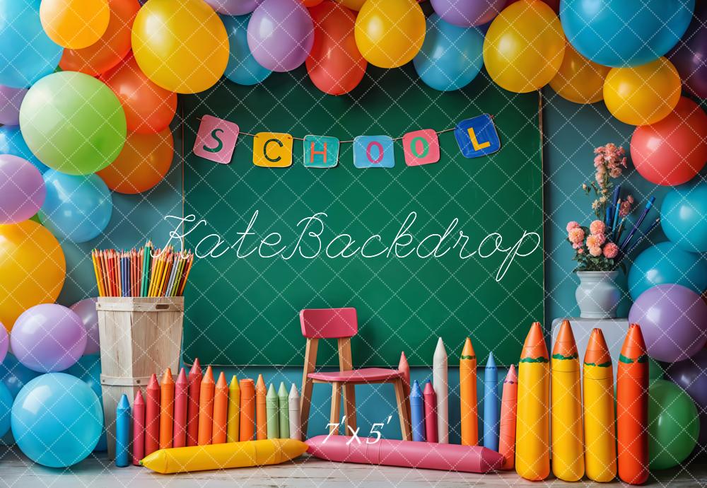 Kate Retour à l'école Crayons Tableau noir Toile de fond conçue par Emetselch - Kate Backdrop FR